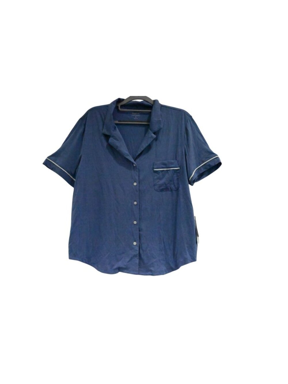 NWT Gap Body Short Sleeve Button Up Pajama Top Sz M Denim Blue Sleep Shirt